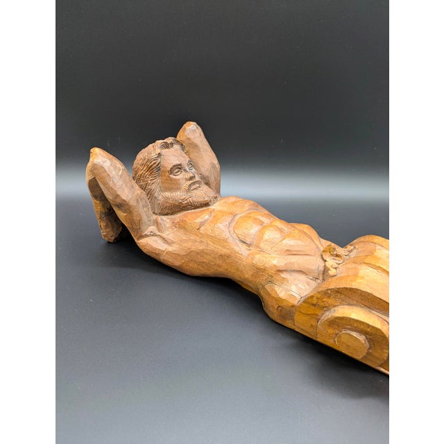Wood 19th Century Hand-Carved Oak Architectural/Decorative Atlas Corbel For Sale - Image 7 of 12