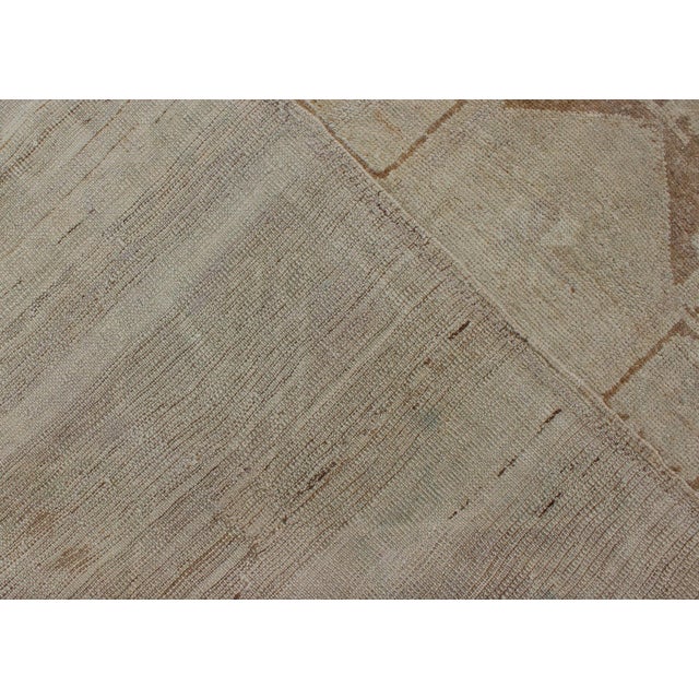 Vintage Oushak Turkish Runner With Ivory, Taupe and Light Brown and Faint Green For Sale In Atlanta - Image 6 of 6