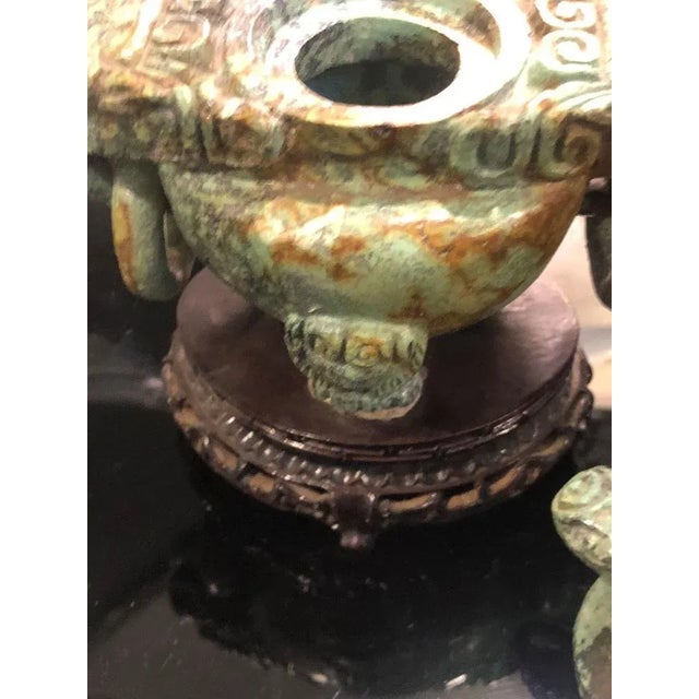 Stone Small Vintage Columbian Mayan Art Style Censer in Turquoise, 1960 For Sale - Image 7 of 10