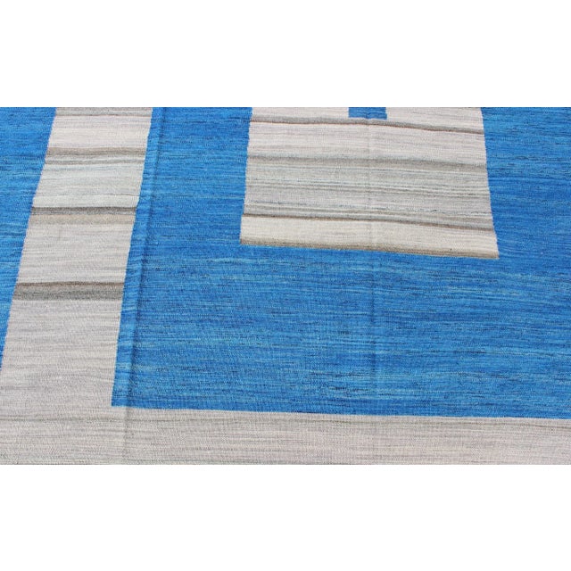 Modern Kilim Rug by Keivan Woven Arts, Cobalt Blue & Gray, 8'3" X 11" For Sale - Image 10 of 12