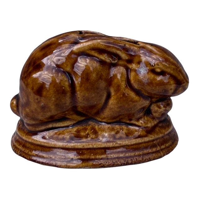 French Majolica Rabbit Money Bank Circa 1900 For Sale