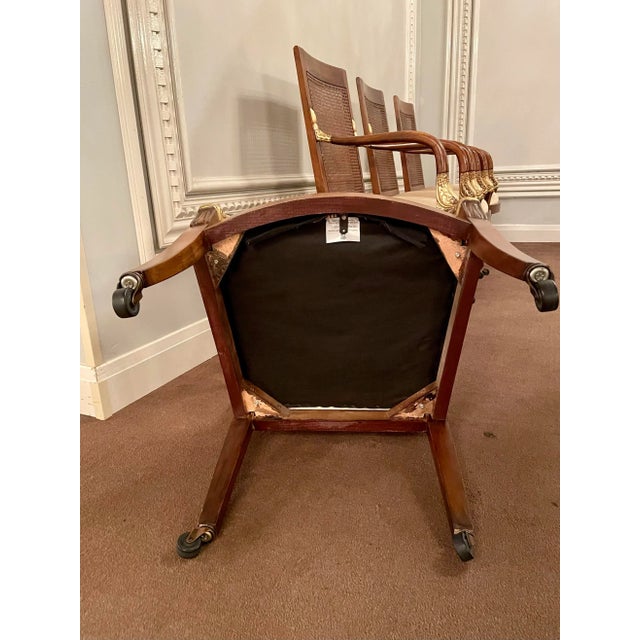 French Empire Style Mohair & Cane Arm Chairs - Set of 4 For Sale - Image 11 of 12