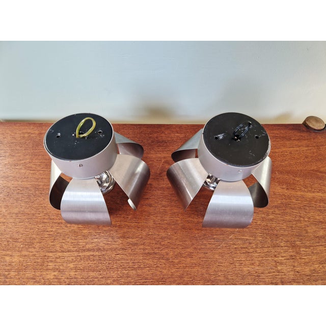 Space Age Chrome Metal Wall Sconces, 1970s, Set of 2 For Sale - Image 12 of 13