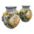 A Pair of Vintage Italianate Majolica Ceramic Urns With Putti & Lion Ring Handles For Sale