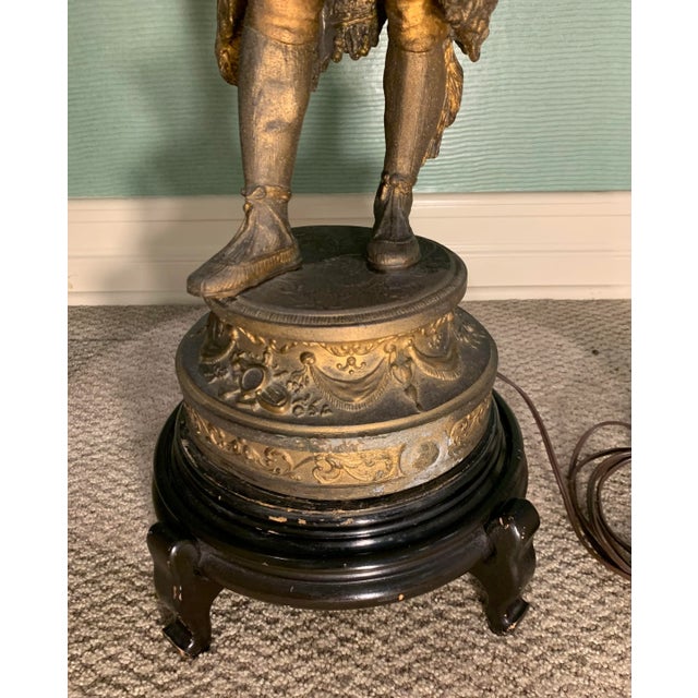 Mid 20th Century Vintage Mid 20th Century Figural Brass Lamp For Sale - Image 5 of 11