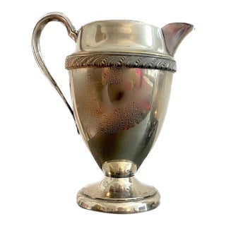 1940s Mid-Century Modern Regency Revival Gadroon Silver Plate on Copper Water Pitcher For Sale