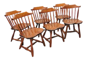 Hunt Country Rustic Pine & Oak Dining Chairs - Set of 6