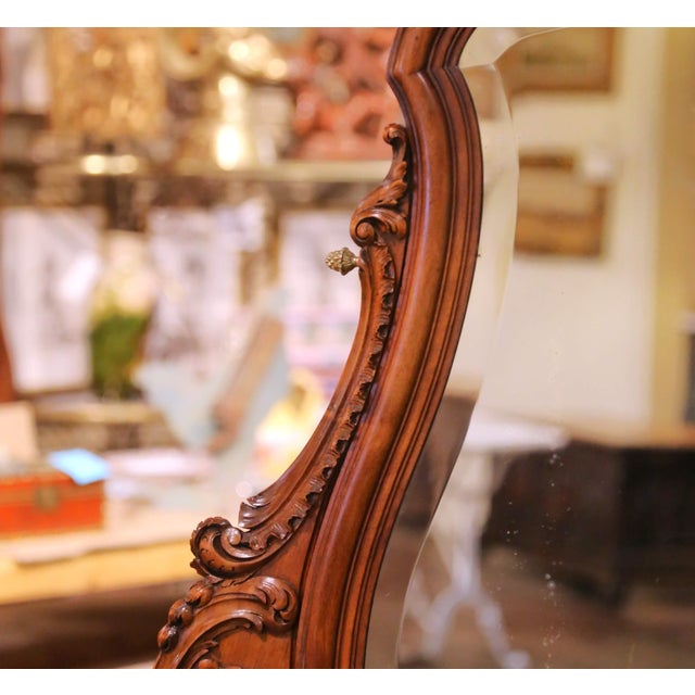 Wood 19th Century French Louis XV Style Walnut Coiffeuse Dressing Table With Mirror For Sale - Image 7 of 13