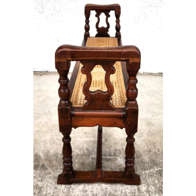 Brown Antique English Walnut & Cane Window Bench For Sale - Image 8 of 16