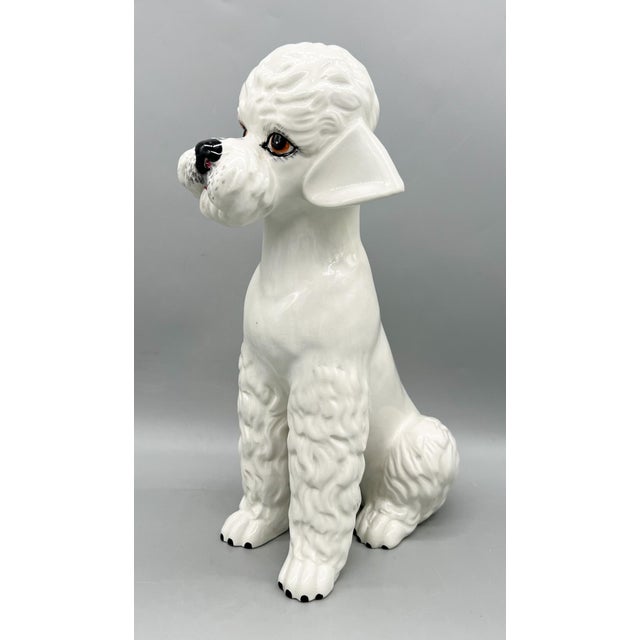 Vintage Italian Ceramic Poodle Statue – Mid Century Figural Dog Sculpture – Hollywood Regency For Sale - Image 15 of 15