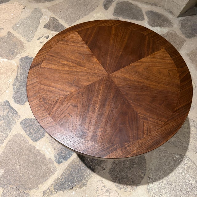 1960s Lane Rhythm Walnut Round Drum Side Table Mid Century Modern For Sale - Image 5 of 10