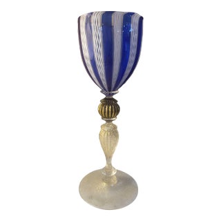 1970s Italian Handcrafted Murano Blue Glass For Sale