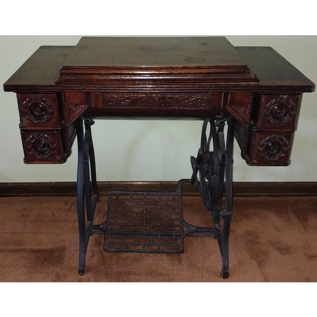 Wood Mid 19th Century Wheeler & Wilson Sewing Machine Table For Sale - Image 7 of 18