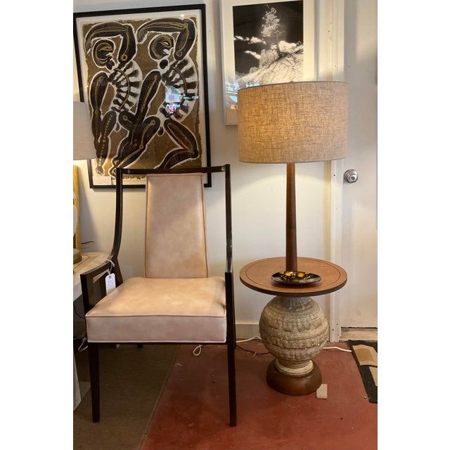 1970s Martz-Style Ceramic and Walnut Floor Lamp With Table For Sale In Boston - Image 6 of 8
