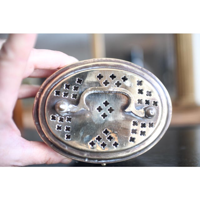 Brass Vintage Solid Brass Cricket Keeper Box Reticulated Lidded Trinket Case For Sale - Image 8 of 8