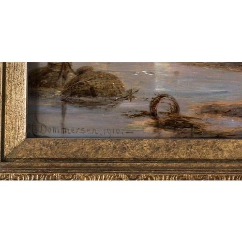 Pieter Cornelis Dommersen, Antique Landscapes, 1904 & 1910, Oil on Board Paintings, Framed, Set of 2 For Sale - Image 5 of 17