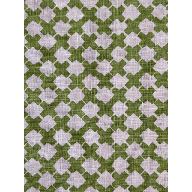 Traditional China Seas Double Cross One Color Jungle Green Fabric 1 1/2 Yards For Sale - Image 3 of 5