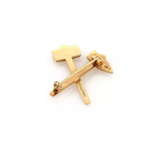 Late 20th Century Tiffany & Co. Hammer & Chisel 18k Rose Gold Brooch Pin For Sale - Image 5 of 8