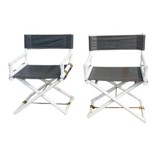 1960s McGuire Attributed Directors Chairs - Set of 2 For Sale