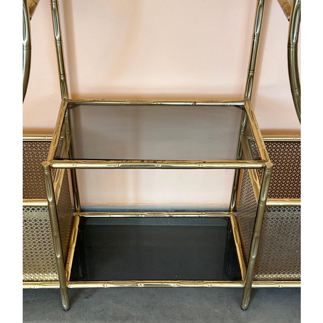 Late 20th Century 1970s Brass Faux Bamboo Etagere Unit, Hollywood Regency 1980s For Sale - Image 5 of 18
