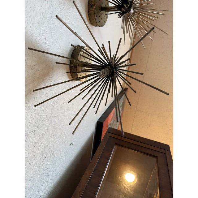 Metal Brass Spike Bundle Sconces, Pair For Sale - Image 7 of 13