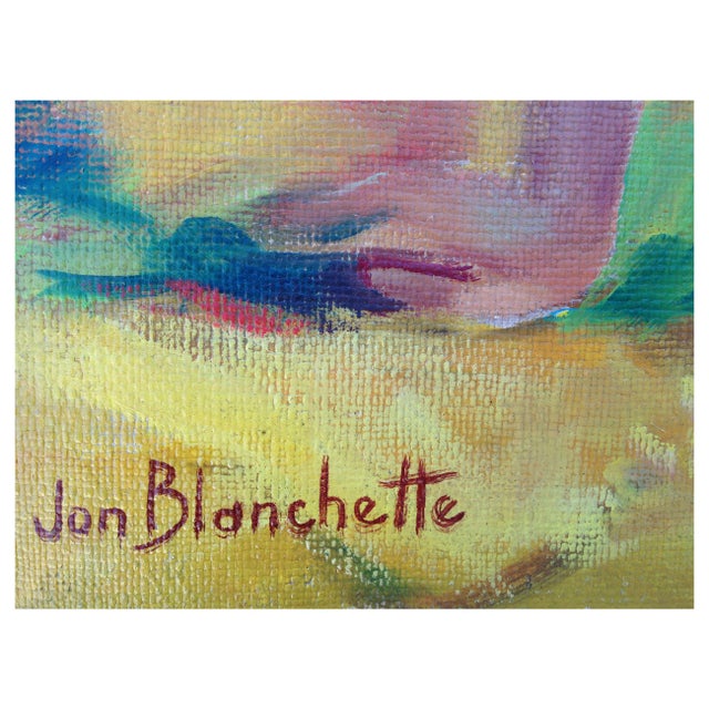 1950s Basking in the Sun - Mid Century Modern Multicolor Female Figurative by Jon Blanchette For Sale - Image 5 of 5