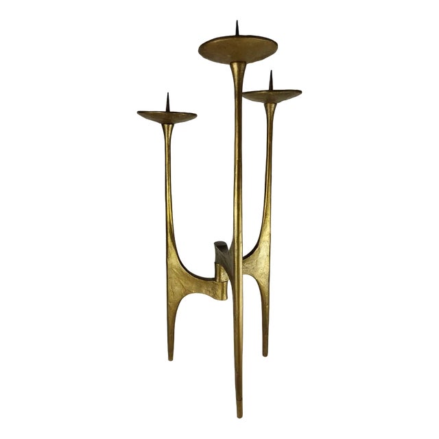 Large Brutalistic Floor Candlesticks in Bronze, 1960s For Sale