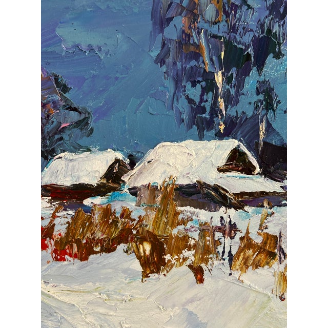 Oil Painting Winter Snow-Covered Village Serdyuk Boris Petrovich For Sale - Image 9 of 11
