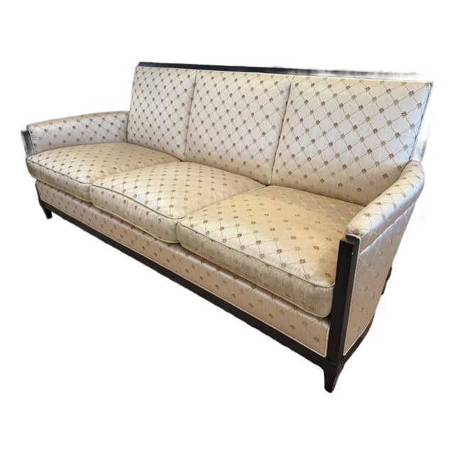 Donghia Golden Sofa With Exposed Wood Frame For Sale
