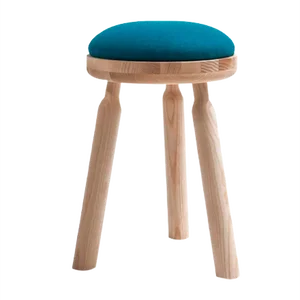 Ninna Stool in Natural Ash with Blue Wool Seat by Carlo Contin for Adentro