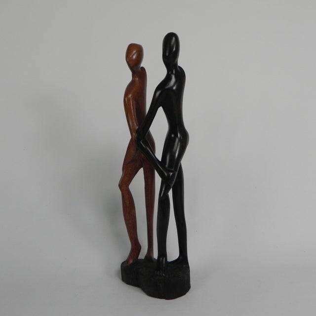 Wooden Statue of Two People, 1950s For Sale - Image 16 of 16