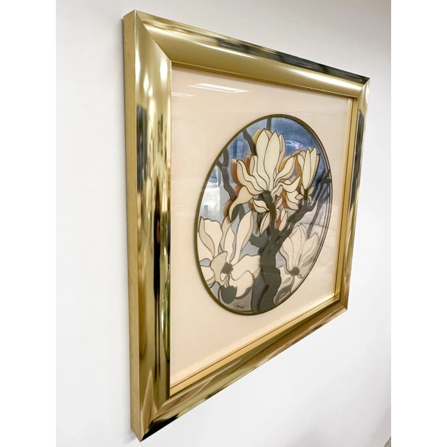 Mid-Century Modern Vintage 1970s Mid Century Modern Brass and Mirror Flower Art For Sale - Image 3 of 8