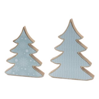 Wood Pine Tree Decor (Set of 2) For Sale