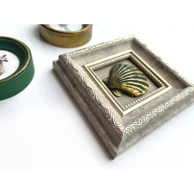 Gold Set of 3 Miniature Framed Oil Paintings Vintage Frames Tiny Decor Wall Art For Sale - Image 8 of 11