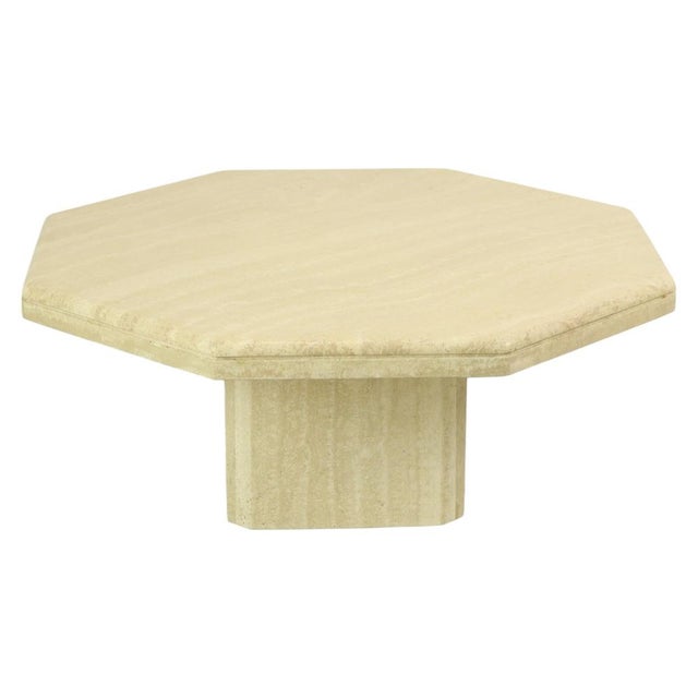Cream Vintage Italian Octagonal Travertine Coffee Table, 1970s For Sale - Image 8 of 18