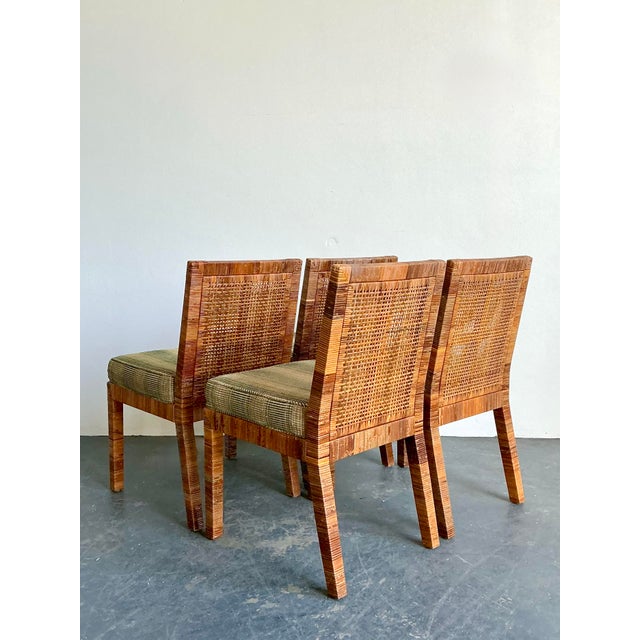 Bielecky Brothers Vintage Bielecky Brothers Woven Rattan Dining Chairs - Set of 4 For Sale - Image 4 of 12
