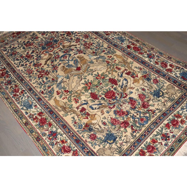 late 19th Century Persian Teheran Pictorial Animal Botanical Rug Details rug no. 10750 size 4' 8" x 7' 4" (142 x 224 cm)...