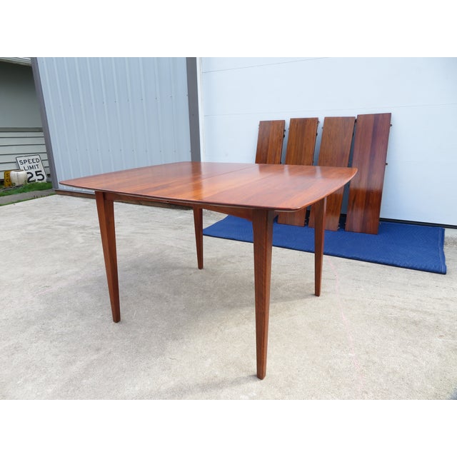 Wood Vintage Mid Century Walnut Extending Dining Table W/ Leaves by Ace Hi Furniture For Sale - Image 7 of 13
