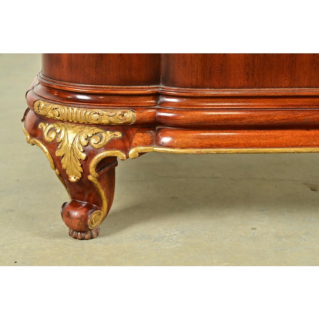 Paul Sormani Style Antique French Provincial Louis XV Burled Mahogany and Gold Gilt Queen Size Bed For Sale - Image 11 of 13