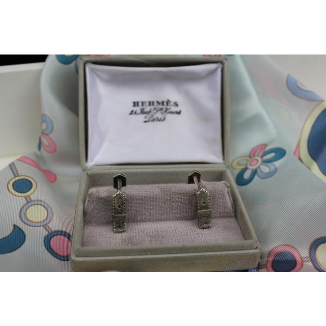 Vintage Silver Cufflinks in Original Box from Hermes For Sale - Image 5 of 18