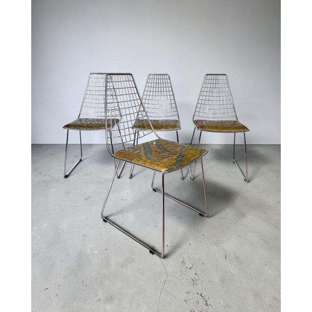 Designer Chairs in Hand-Decorated Leather and Steel, 1970s, Set of 4 For Sale - Image 10 of 18