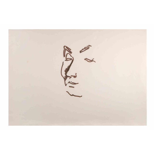 Portrait is a Color Marker Drawing realized by Reynold Arnould (Le Havre 1919 - Parigi 1980). Good condition on a white...