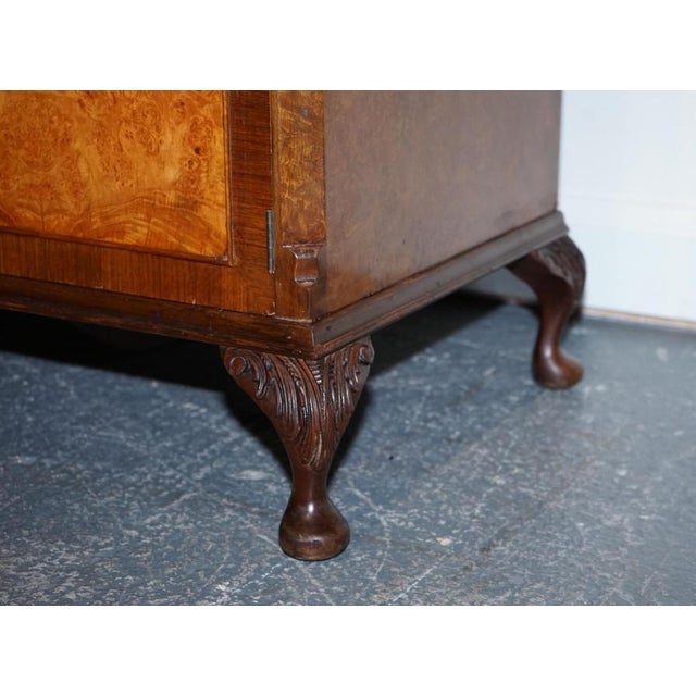 Gold Burr Walnut Triple Wardrobe with Queen Anne Legs For Sale - Image 8 of 18