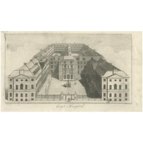 W.H. Toms, Guys Hospital London, Birds-Eye View, 1739, Print For Sale - Image 10 of 10