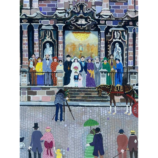 Agustin Gainza Oil Painting "Wedding at The Havana Cathedral c1880" Offered for sale is a large oil painting on canvas by...
