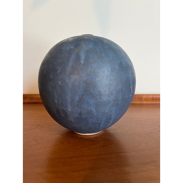 Late 20th Century Glazed Ceramic Pottery Orb Bud Vase For Sale - Image 5 of 8