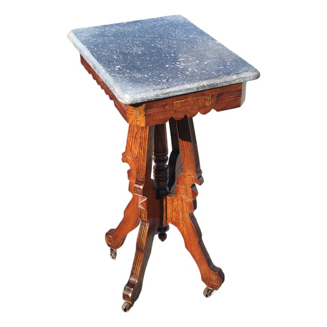 19th Century American Walnut Marble Side Table For Sale