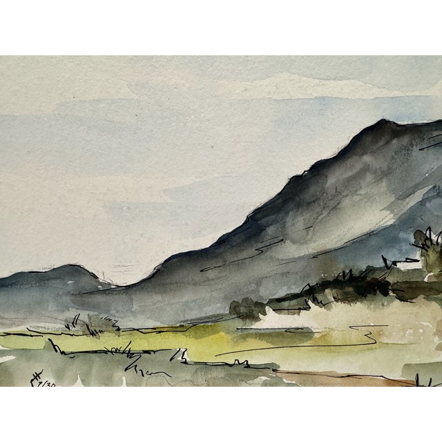 Rustic Henry Emil Salloch Original Watercolor on Paper Bridle Bit Ranch, Colorado. 1956. For Sale - Image 3 of 7