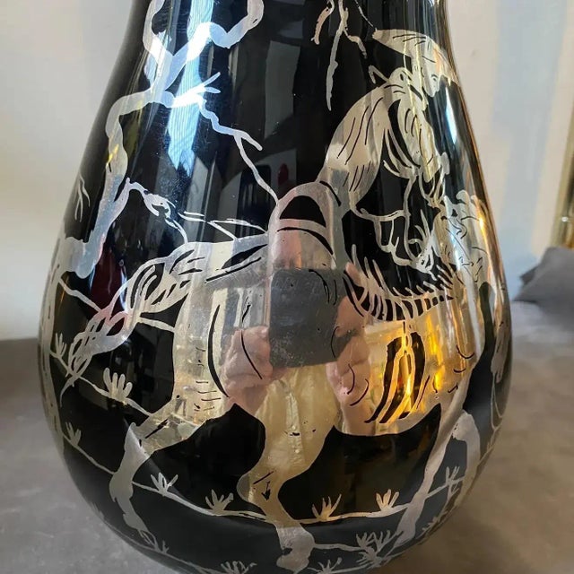 Art Deco 1930s Purple Glass and Sterling Silver Orientalist Italian Vase For Sale - Image 3 of 13