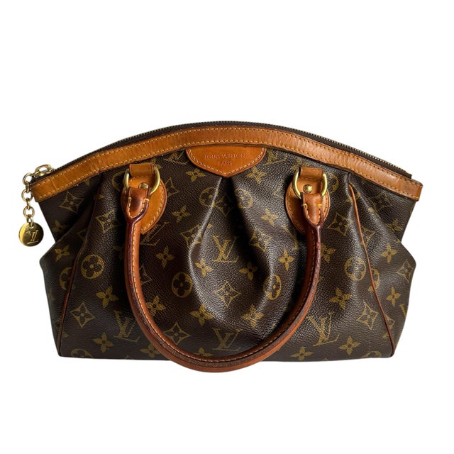 Louis Vuitton Tivoli PM Bag Brown LV Monogram Canvas Leather Top Handle Purse Approx: widest point 15" X 9" X 5.5"...